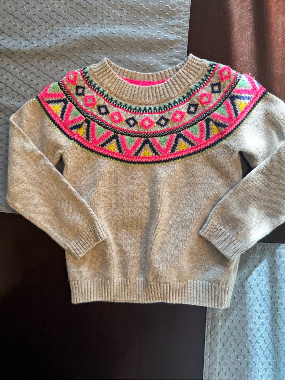 Toddler 3T Carter’s Gray Sweater with Pink Multicolor Yoke
